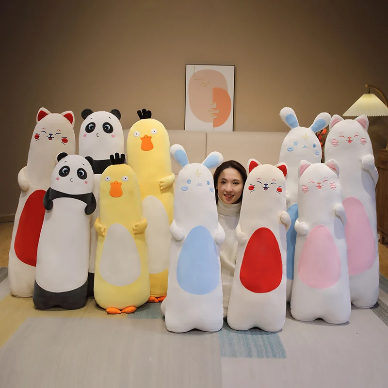 

100-130cm Giant Fluffy Rabbit Cat Duck Plush Toys Sleeping Pillow Animal Stuffed Panda Dolls Soft Mat Kids Girls Birthday Gift