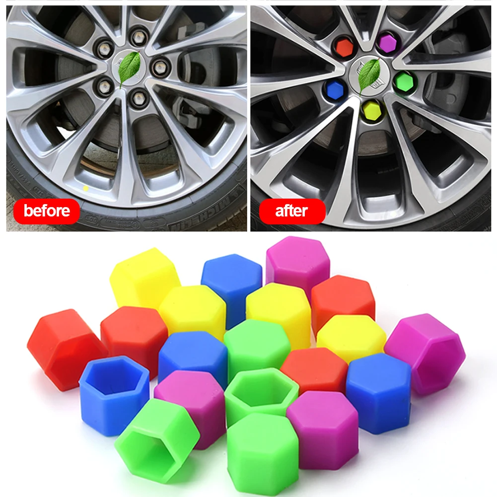 20Pcs Car Nut 15mm 17mm 19mm Silica Gel Wheel Nuts Screw Bolt Decorative Tire Wheel Tyre Screw Cap Car Wheel Nut Caps Luminous