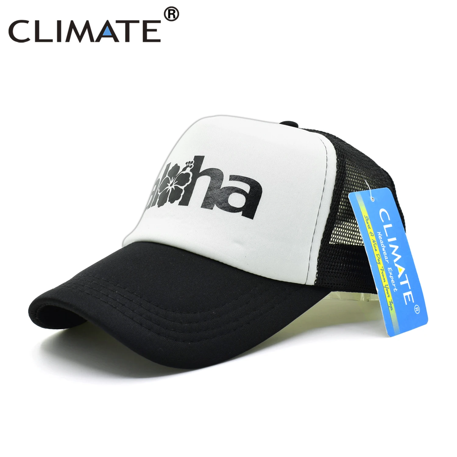 CLIMATE Women Men Aloha Cap New Seaside Aloha Flower Hat Cap Beach Hip Hop Baseball Trucker Mesh Cool Caps Hat For Man Women