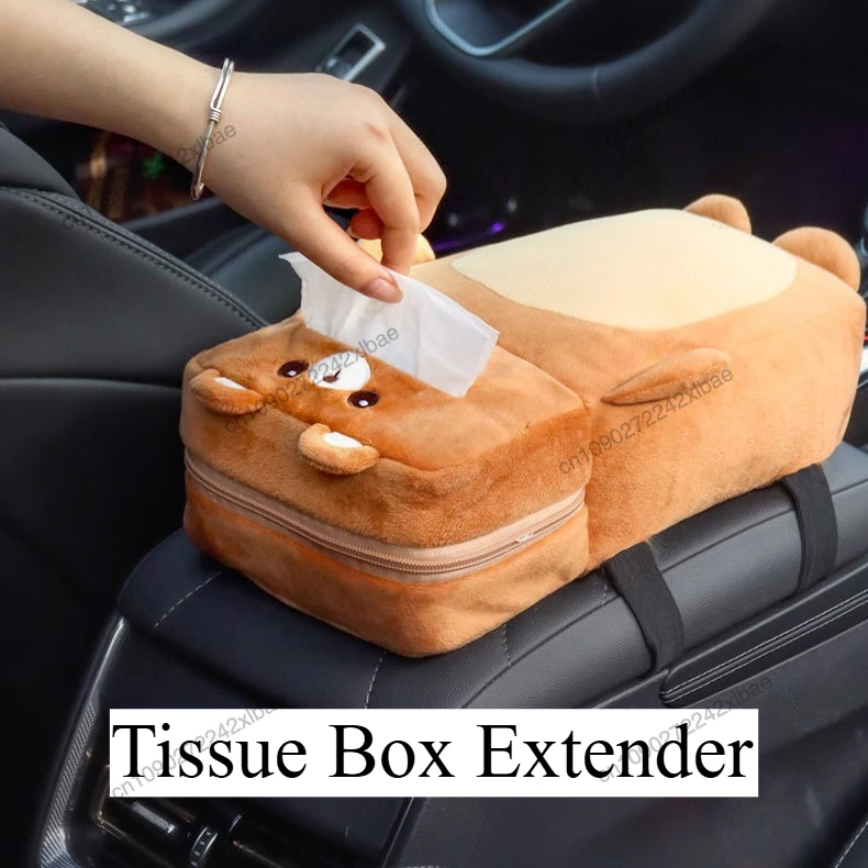 

Car Tissue Holder Creative and Cute Interior Decor Armrest Tissue Box Tissue Dispenser with Height-Adjustable Pad 2-in-1 Design