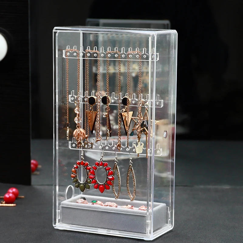 Acrylic Jewelry Box Organizer Drawer Jewelry Boxes Storage Ring Necklace Bracelet Earrings Transparent Display Stand for Women