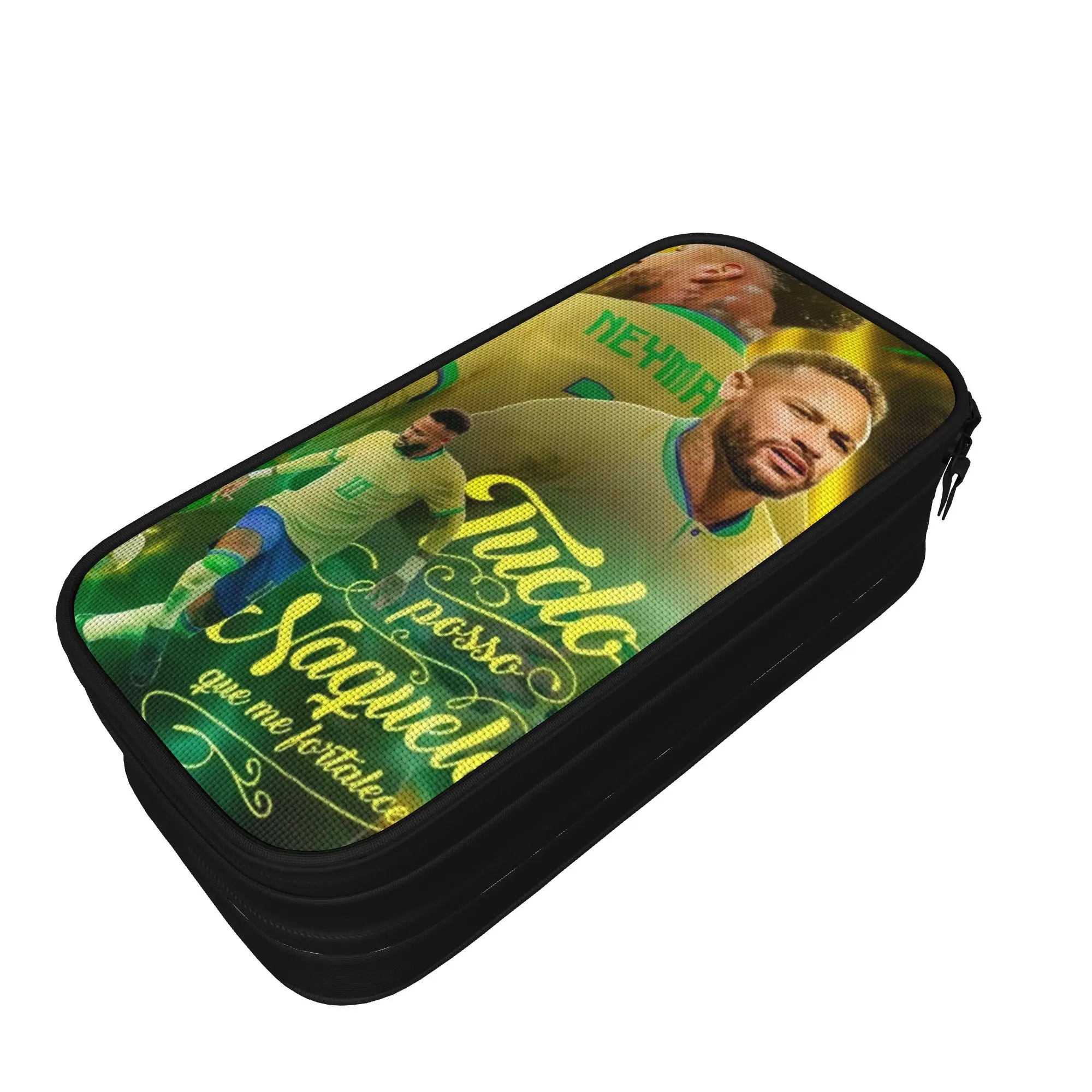 Neymars Brazil Football Pencil Case New  Soccer Number 10 Pen Pencil Bags Student Big Capacity Office Gifts Pencilcases