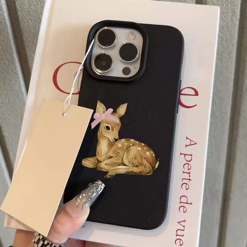 Deer Lichee Pattern Simple Retro Phone Case For iPhone 16 15 14 13 12 11 Pro Max XS X XR 16 Plus Shockproof Candy Bumpper Cover - náhled 5