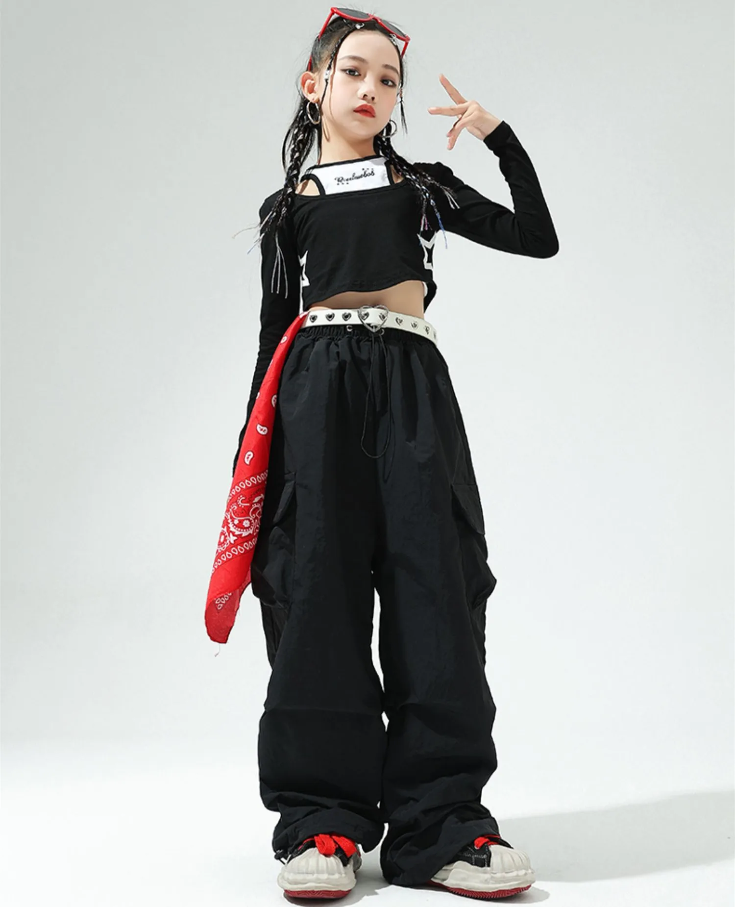 Boys Hip Hop Cool Jacket Patchwork Cargo Pants Girls Shirt teen Street Dance Clothes Sets Kids Streetwear Children Jazz Costumes