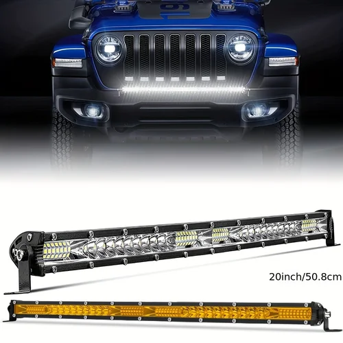 Barra de luz LED de 10 ""y 20"" pulgadas todoterreno, punto blanco y amarillo, barra de luz LED de trabajo con haz de fiambrera para coche, Atv, camión, Suv, Utv, luz antiniebla de conducción