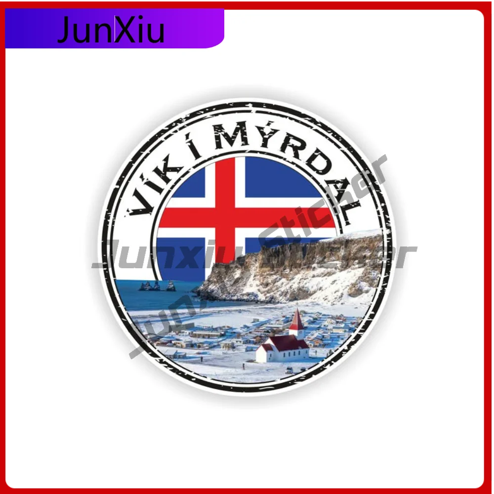 

Vik i Myrdal Iceland Seal Sticker Round Premium Vinyl Decal For Motorcycle Door Waterproof Decoration Auto Accessories Exterior