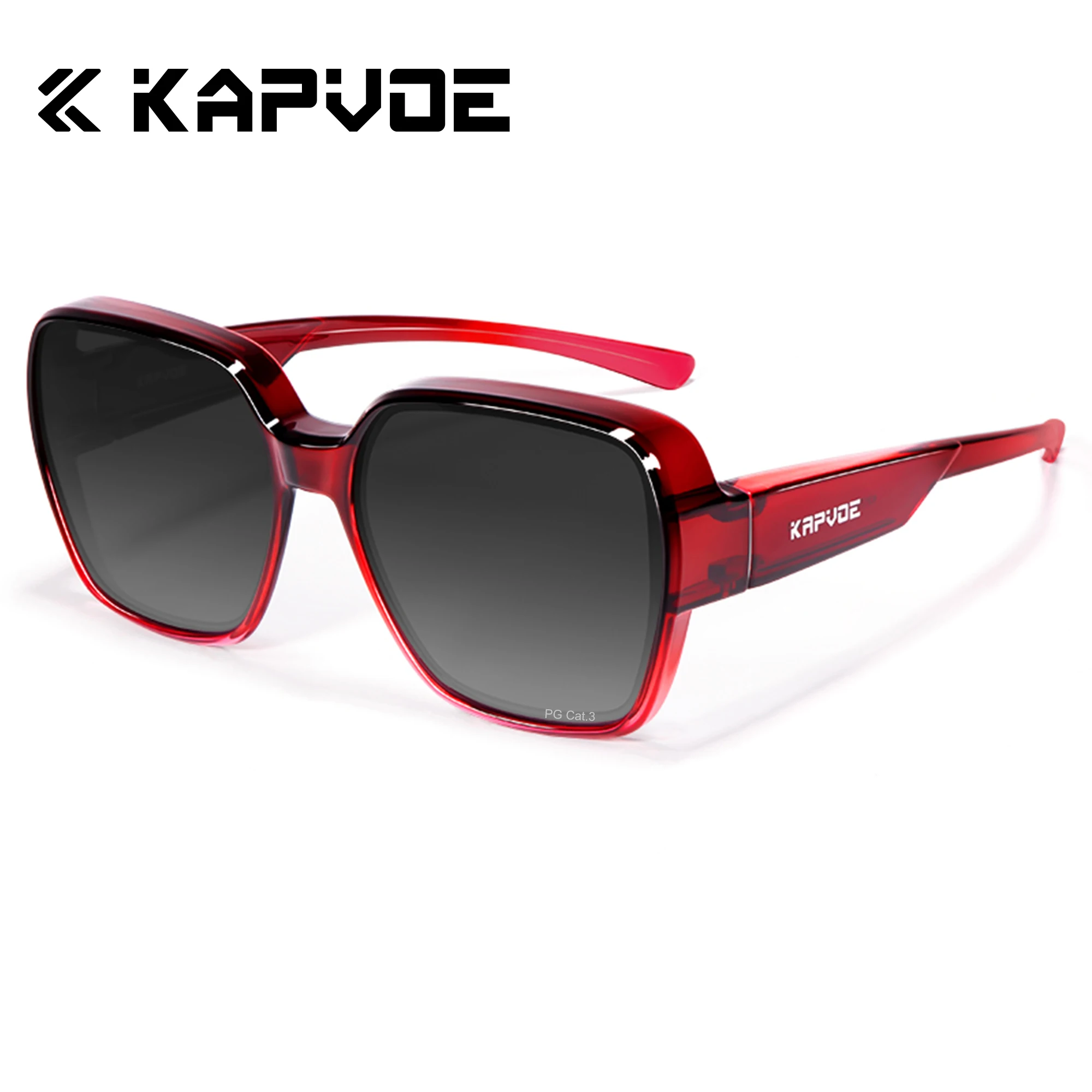 Kapvoe Fitover Sonnenbrille, übergroß, quadratisch, polarisiert, für Brillen, Herren, Fahrradbrille, Sonnenbrille zum Fahren, Angeln, Fahrradbrille