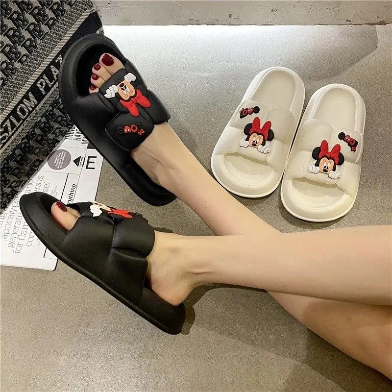 Disney cute Mickey Minnie male and female couples new creative cartoon pattern indoor thick-soled lightweight anti-slip sandals