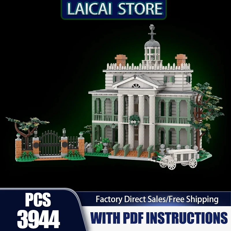 

City Street View Model Moc Building Blocks The Haunted Mansion Model Technology Bricks DIY Assembly Construstion Toys Gifts