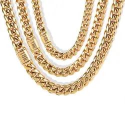 Hip Hop Jewelry 8mm/10mm/12mm/14mm Stainless steel Men's Necklaces Chain Cool Cuban Link Chain Gift for Men Boys and Girls