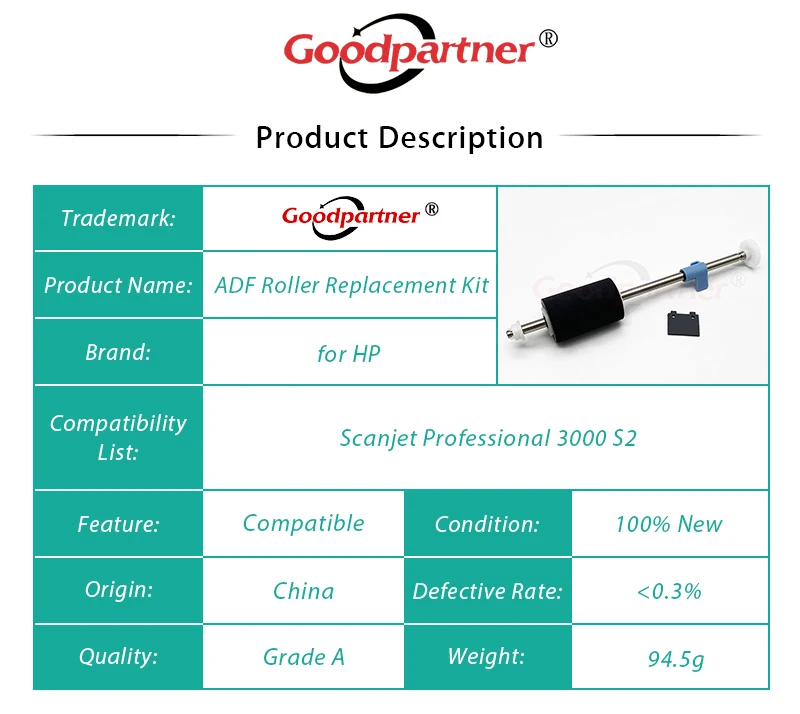 1X L2724A L2724-60004 Kit de Remplacement de Rouleau ADF pour HP Scanjet Professional 3000 Ltd