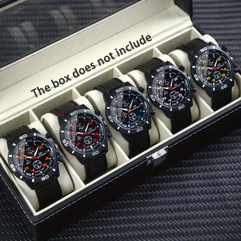 5 pieces of men's quartz watch set, perfect as a Christmas gift