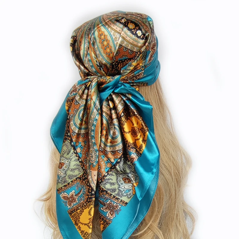 2023 Silk Scarf 90*90cm Luxury BrandDesigner Hair Print Head Large Handkerchief Hijab Shawl Women bandanna foulard muffler wrap