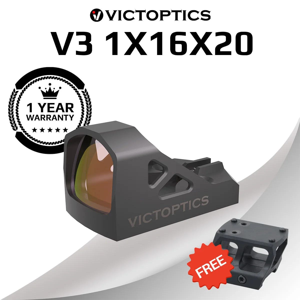 VictOptics V3 1x16x20 Red Dot Sight,RMS/RMSc Footprint,Made of 7075-T6 Aluminum,Auto Light Sensor For Glock Tuarus Pistol