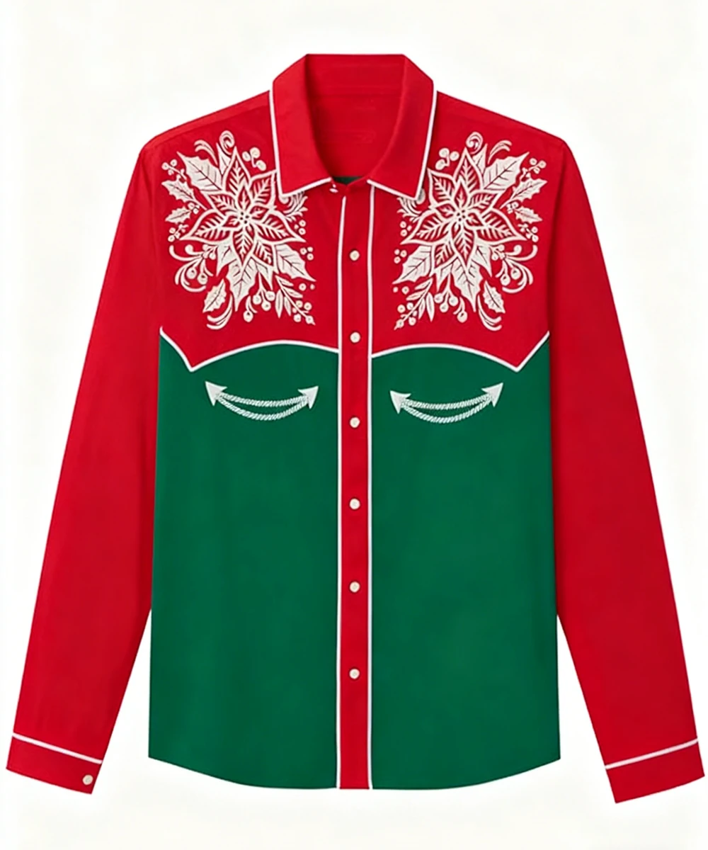 

Men's New Long-sleeved Shirts with Christmas Styles of 3D Printed Patterns, Ethnic Casual Business Hawaiian Shirts Men‘s Top