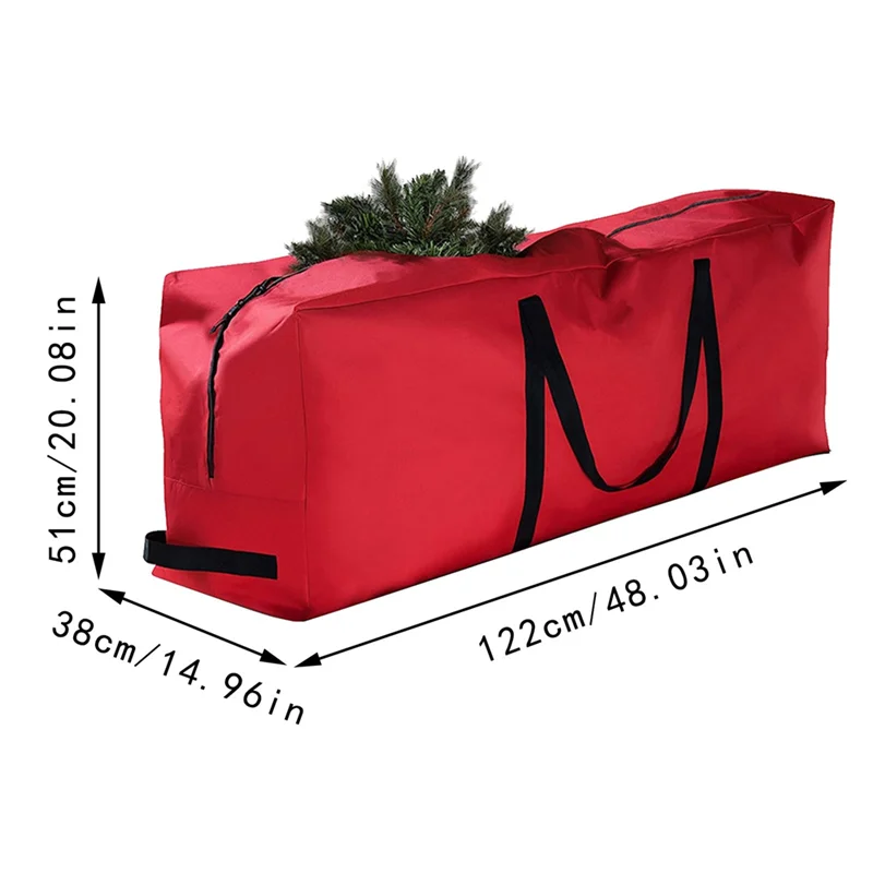 Christmas Tree Bag Oxford Cloth Foldable Xmas Decoration Storage Bag for Storing Christmas Utensils Red Rectangle