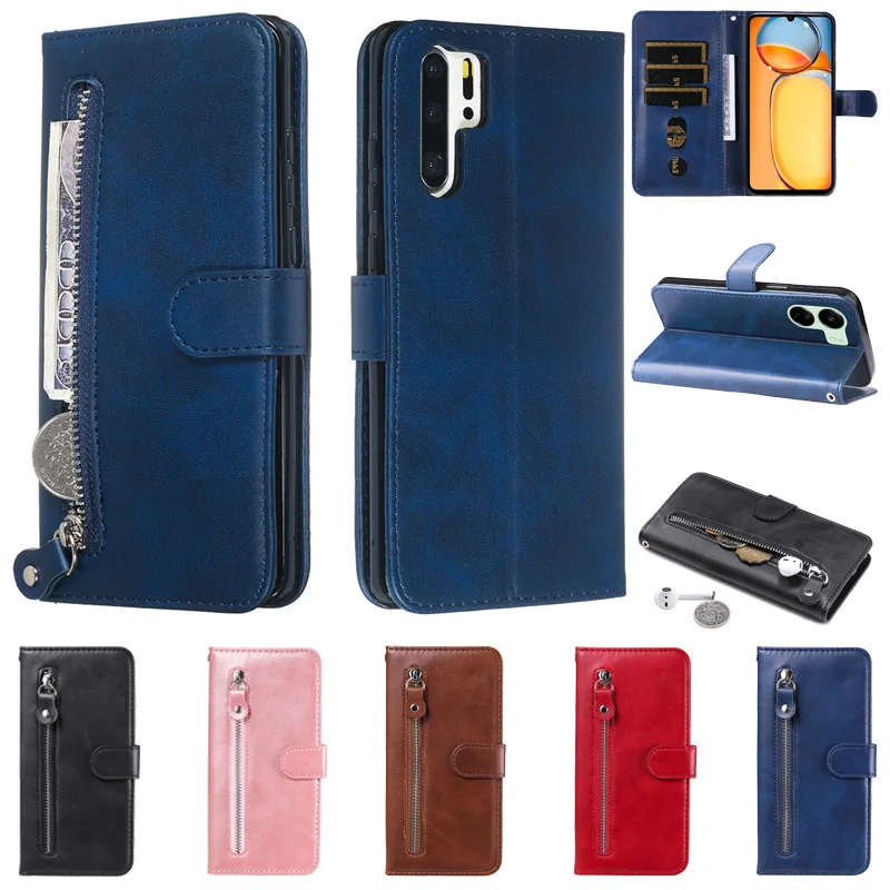 

Luxury PU Leather Case on for Huawei P30 Pro P40 lite E P20 lite P40 Pro+ P 30 P30lite Zipper Card Slots Stand Book Waller Coque