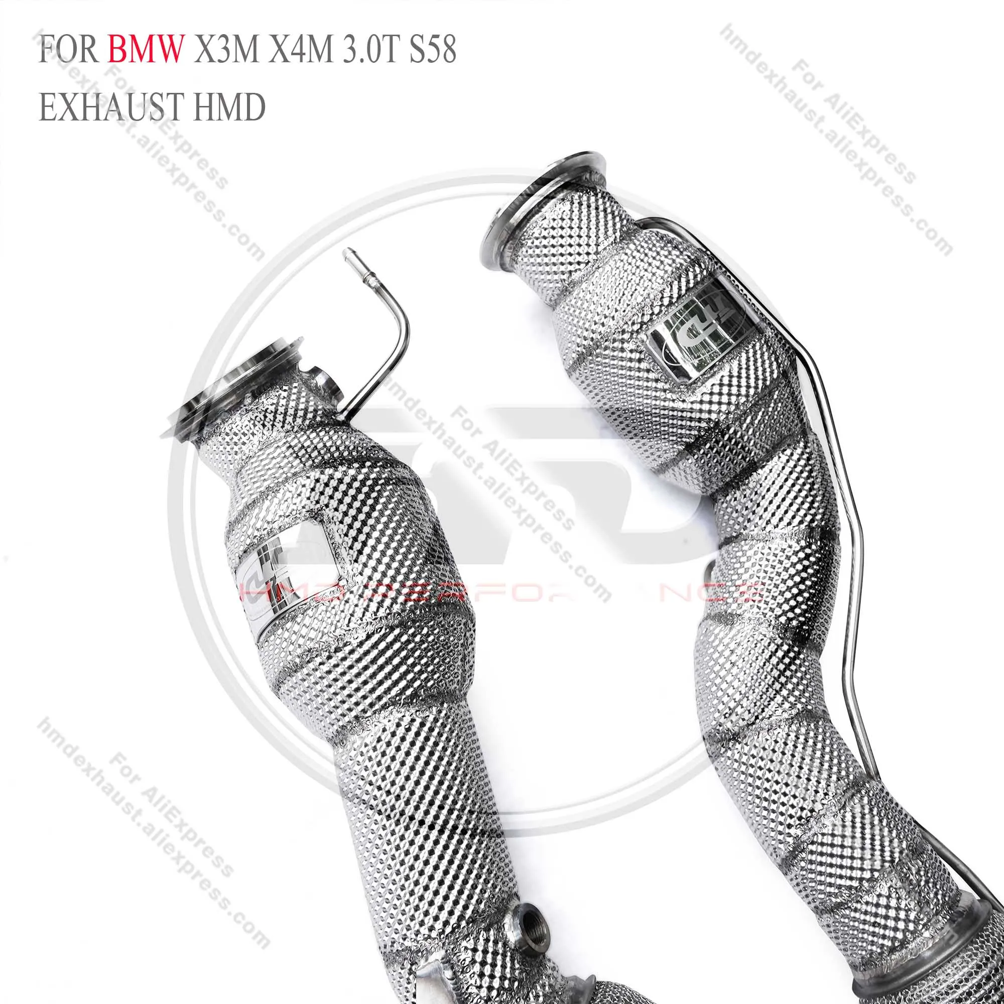 High Flow Downpipe for BMW X3M X4M F97 F98 S58 Engine 3.0T HMD Exhaust System Car Accessories With Catalytic