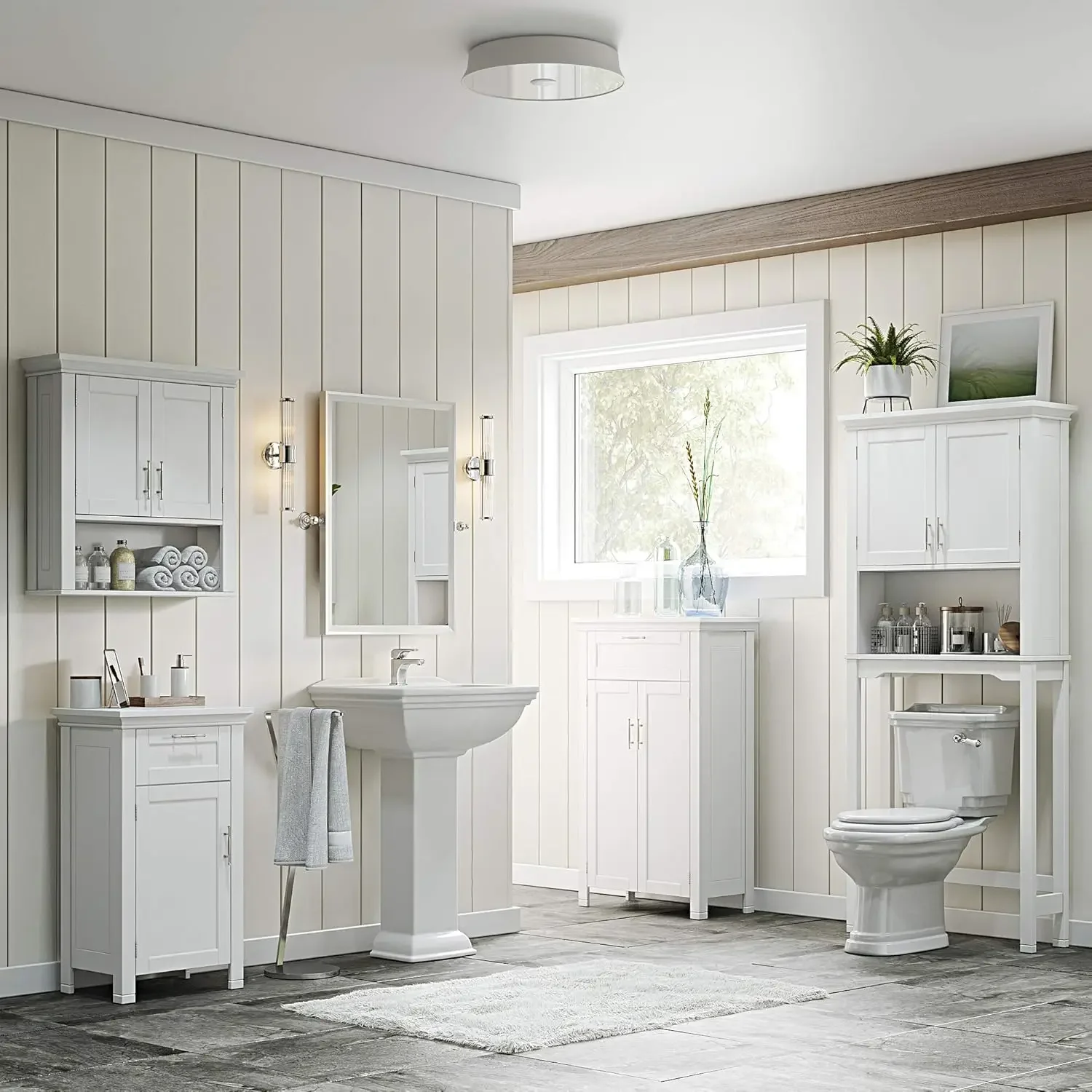 Somerset Two-Door Bathroom Storage, White Wall Cabinet, Color