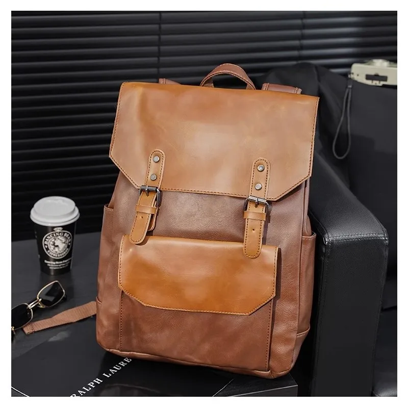 

Casual Men Backpacks Korean Style Men Laptop Bags Leather Man School Bag Fashion Travel Bag