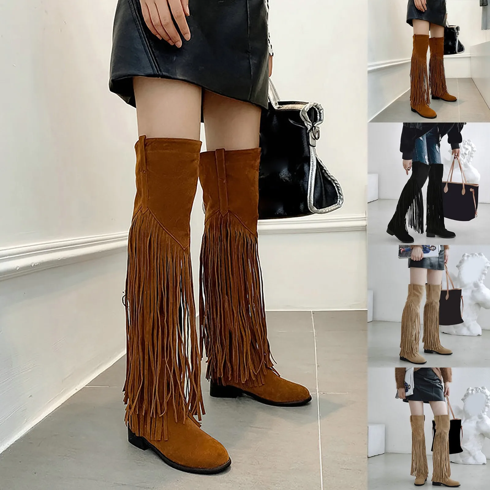 Autumn And Winter New Long Boots Women\'s British Retro Knee Boots Flat Casual National Style Keep Warm Boots for Women Calf High