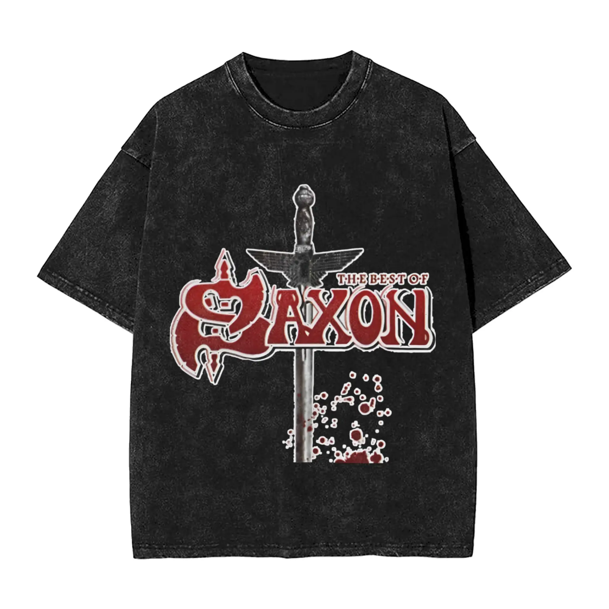 

Футболка Saxon Rock Heavy Metal, модные футболки, уличная футболка с короткими рукавами, летние повседневные футболки большого размера с круглым вырезом
