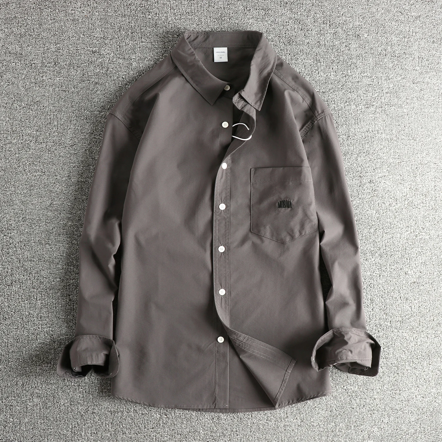 Retro trend simple embroidered long-sleeved shirt men's outdoor commuting loose shirt