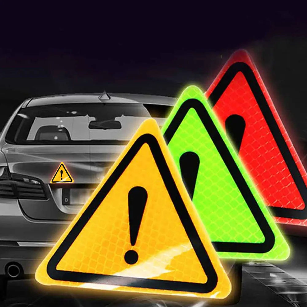 

1x Triangle Exclamation Mark Reflective Warning Sign Car Stickers Night Driving Safety Reflective sticker for Car Anti-Collision