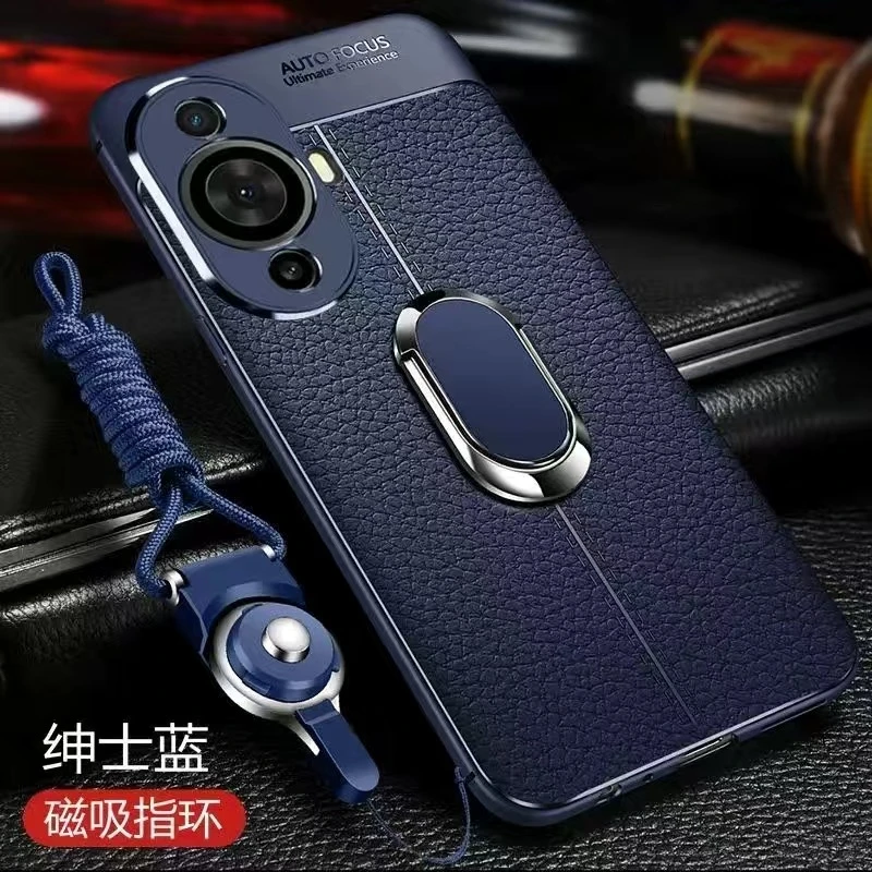 화웨이 노바 12S 케이스 홀더 링 전화 커버에 대한 자기 케이스 Hua Wei Nova12 S PU 소프트 실리콘 쉘 충격 방지 범퍼