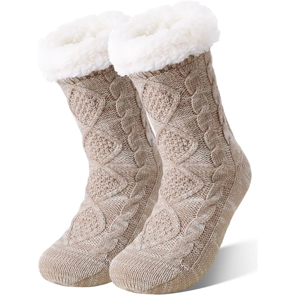 

Slipper Fuzzy Socks for Women Fluffy Cozy Cabin Winter Warm Soft Fleece Comfy Thick Socks with Grips