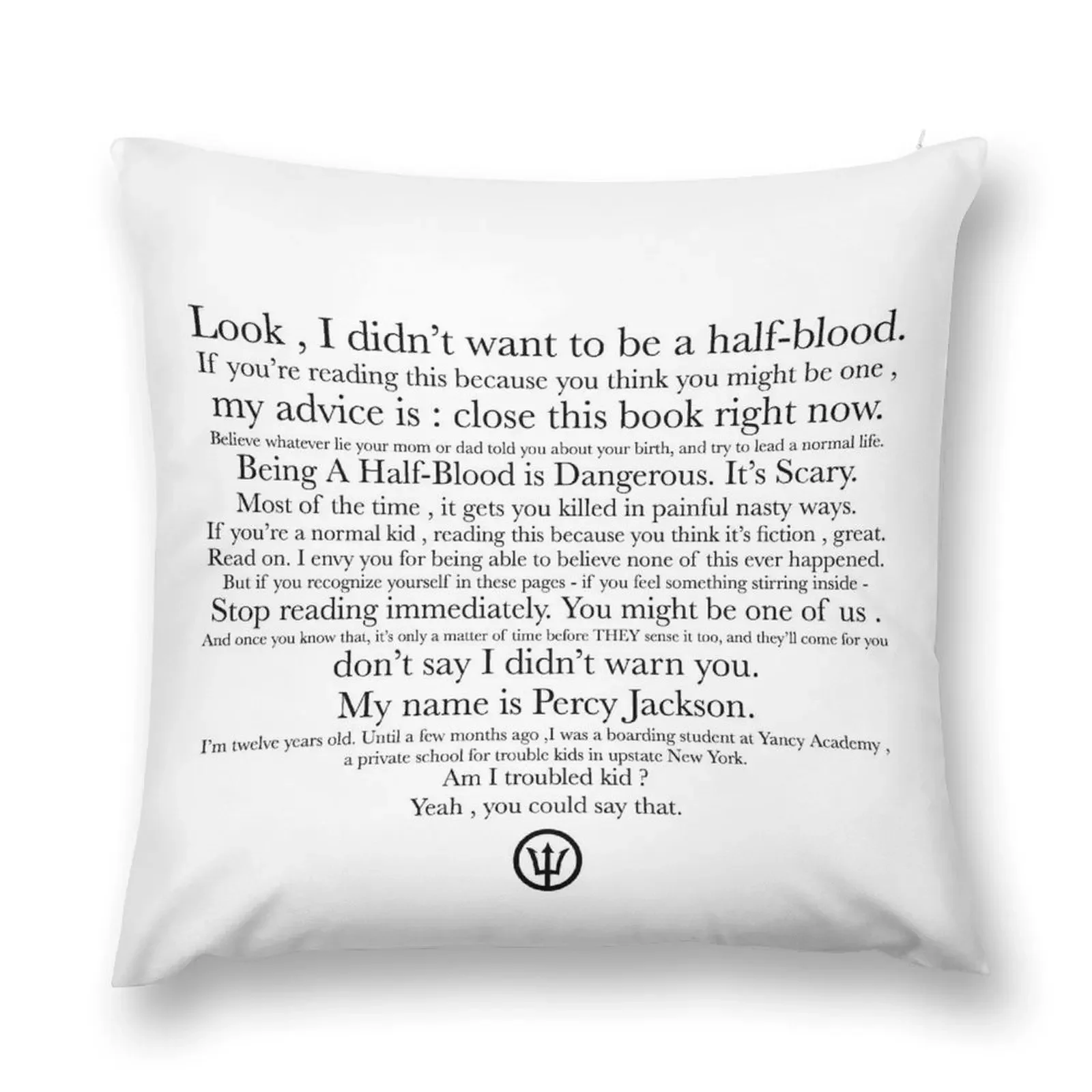 

Percy Jackson “Lightning Thief” First Page Text Throw Pillow Pillowcases For Pillows Cushions Christmas Pillow Covers pillow