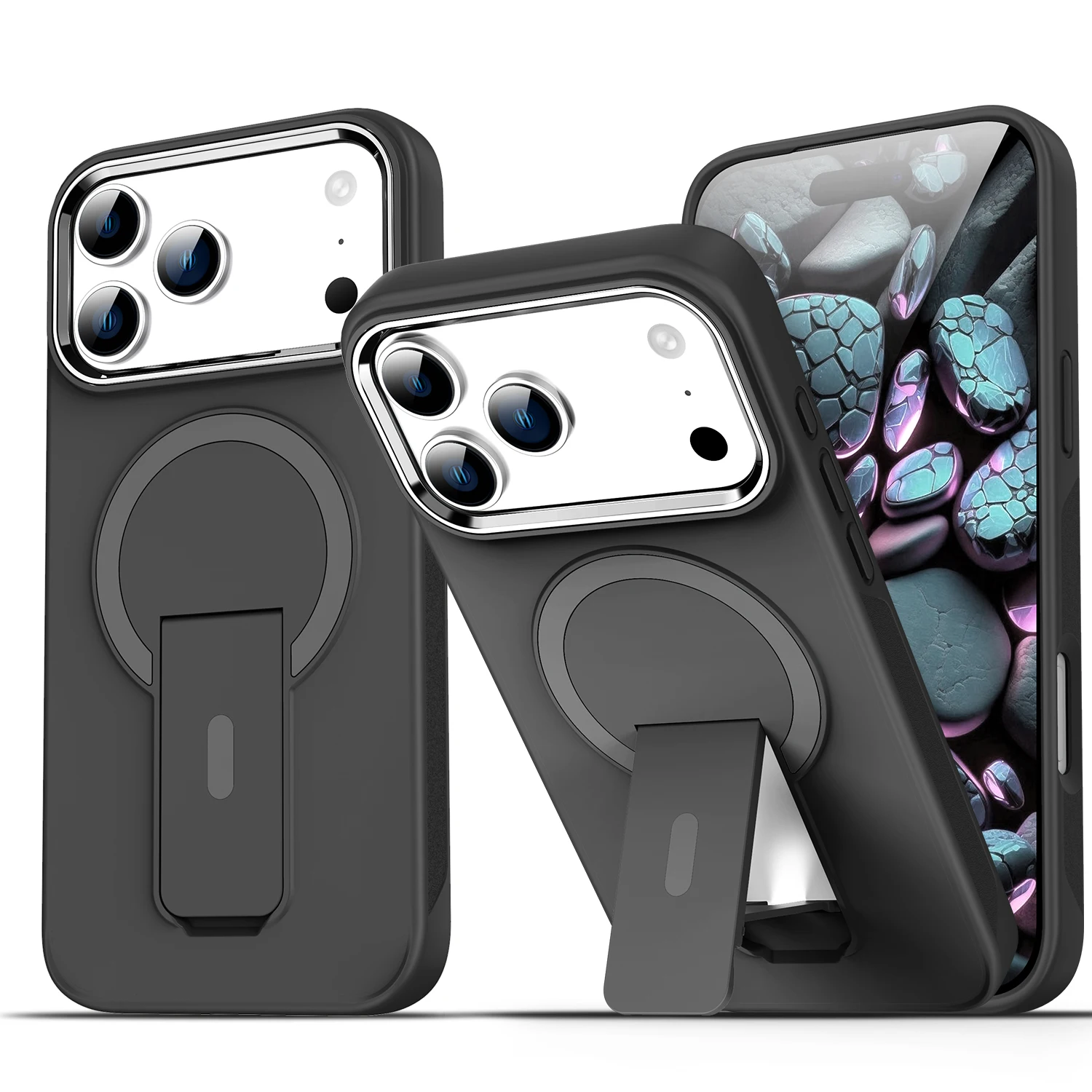 Luxuriöse, matte, magnetische Handyhülle mit Klappständer für iPhone 17, Air 16, E, 15, 14, 13, 12, 11 Pro Max Plus für Magsafe, stoßfeste Abdeckung