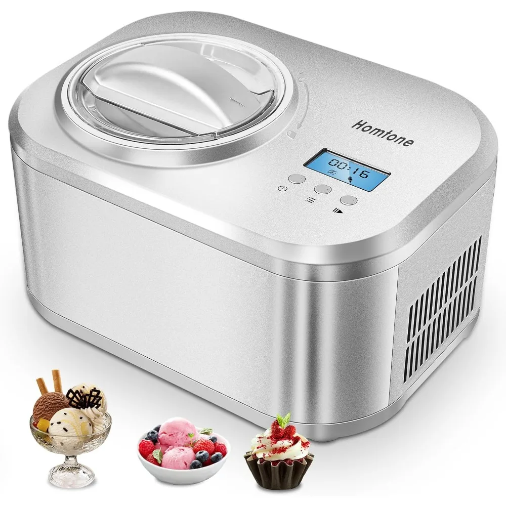 

Ice Cream Maker 1 Quart, No pre-Freezing Automatic Ice Cream Yogurt Machine with Built-in Compressor and LCD Timer