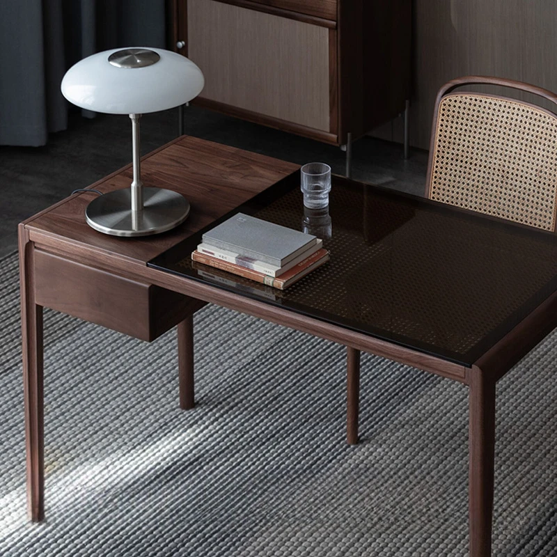

Black Walnut Wood Office Desks Minimalist Modern Hotel Villa Office Desks Homestay Bedroom Furniture Schreibtisch Ls40bgz