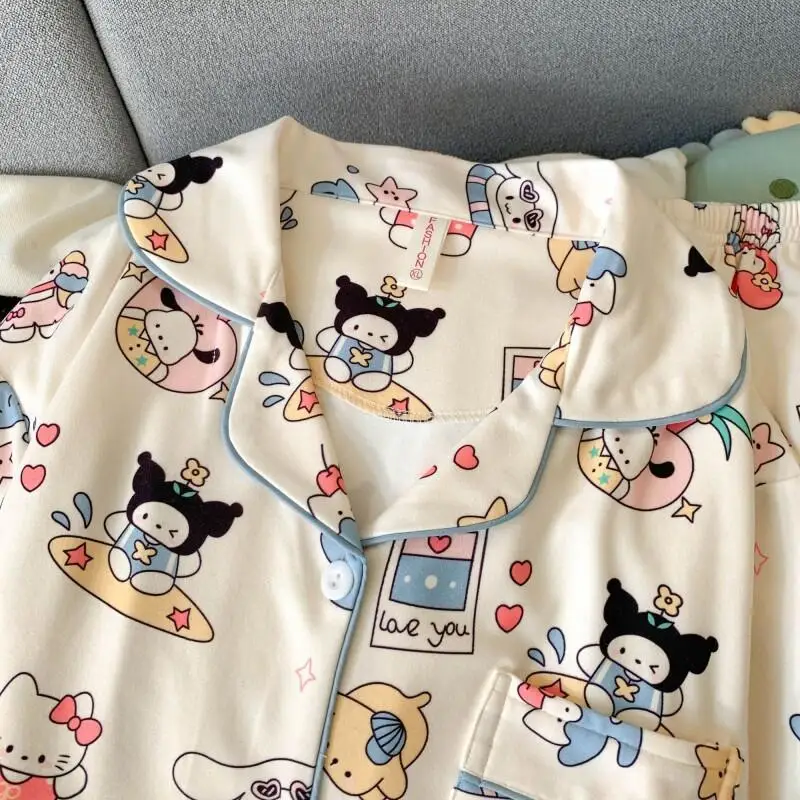 

Комплект женской флисовой пижамы Sanrio Hello Kitty: домашняя одежда, милый, новый, осенне-зимний, с длинным рукавом, длинными брюками, для сна, стильный, теплый, для улицы