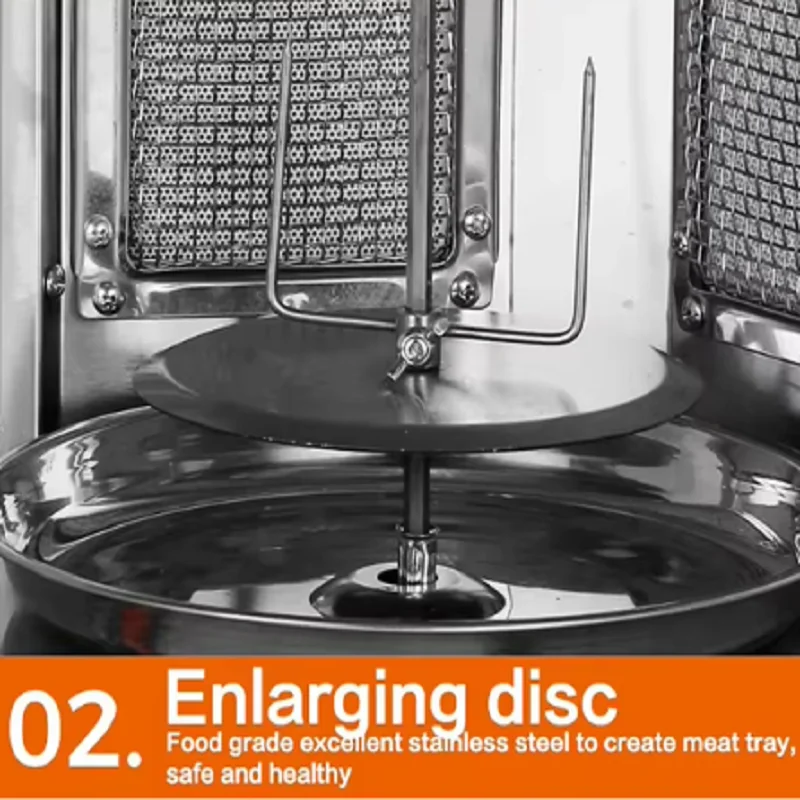 

Barbecue Machine Vertical Broiler Gyro Grill Machine Temperature Adjustment Switch Stainless Steel 2 Burners