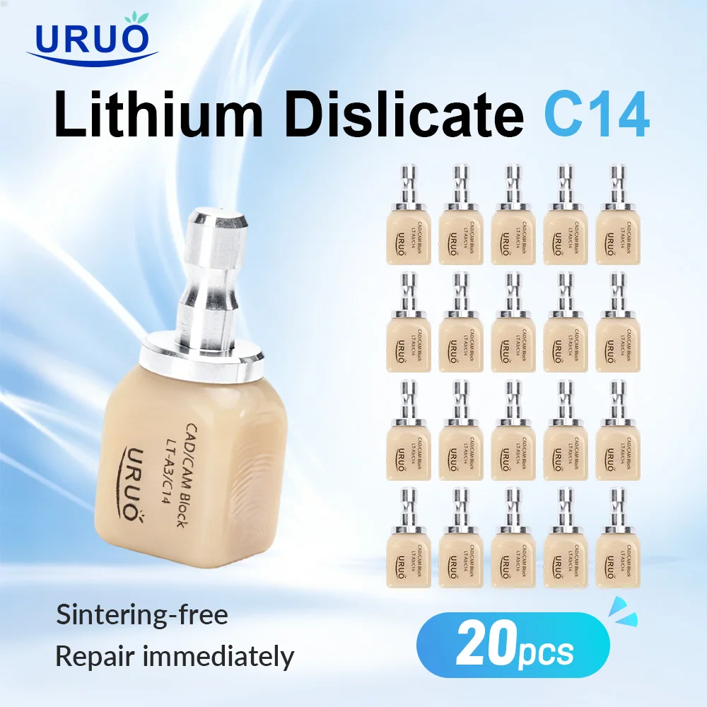 20pcs Sintering-free  C14 Dental Lithium Disilicate No Resin HT/LT Chairside Treatments Immediate Restorations Materials