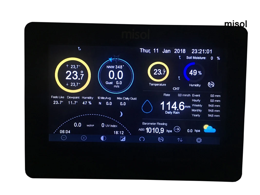 Misol Receiver(Display) for Wireless Weather Station(HP2550) Connect to WiFi, Upload Data to Web (Wunderground)