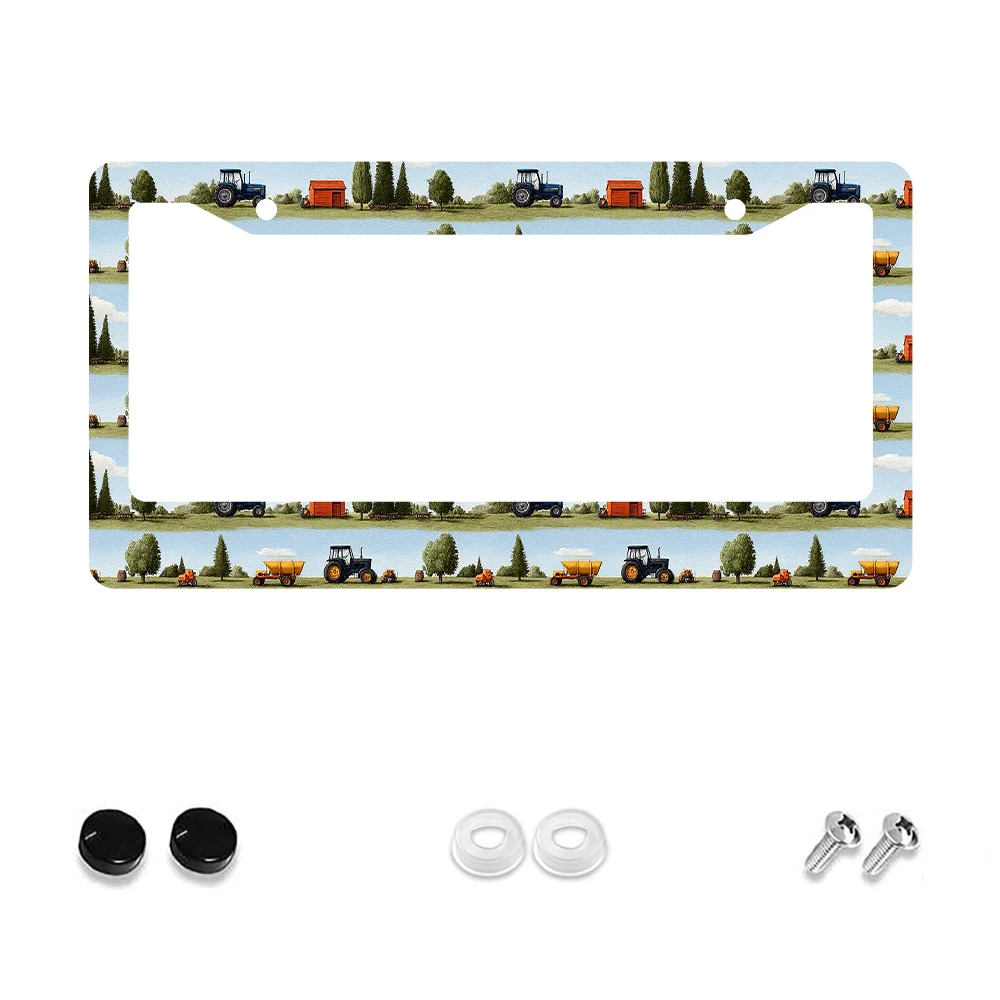 

Рамка номерного знака с синим узором сельскохозяйственного трактора, 1 шт., алюминиевый материал, 6x12 дюймов с набором винтов, ретро-новинка, декор для автомобиля