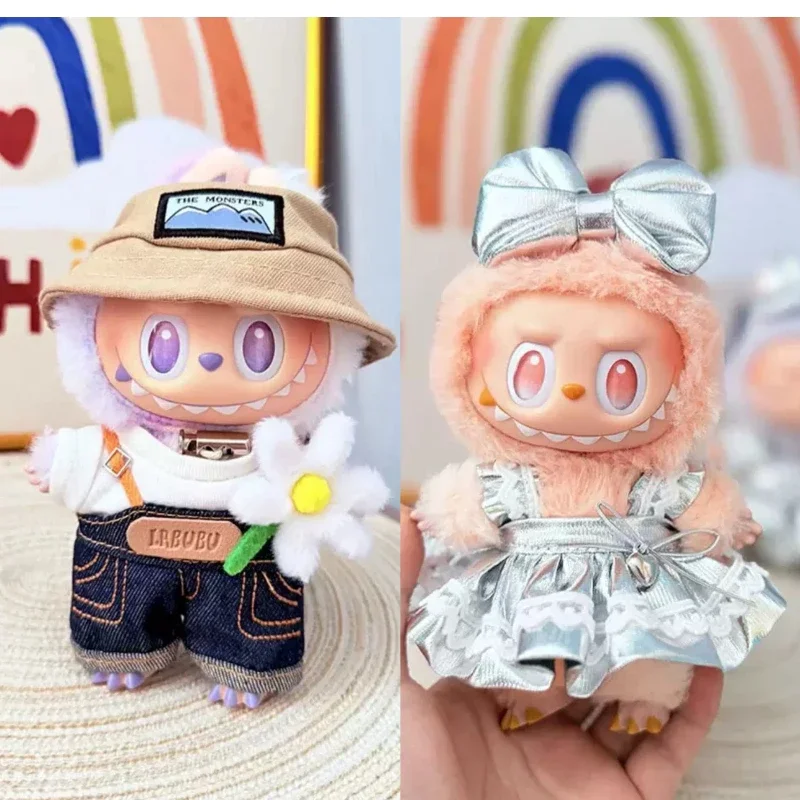 

For 17cm labubu doll outfit clothes bear label hat love sweater set Cute Decoration Little Clothes