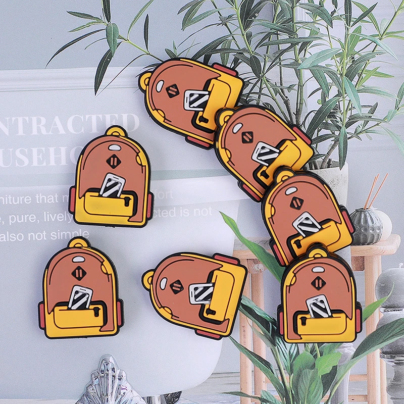 6PCS Cartoon Backpack Pattern Cute Beads and Charms for Jewelry Making DIY Pacifier Chain Accessories Silicone aesthetic Beads