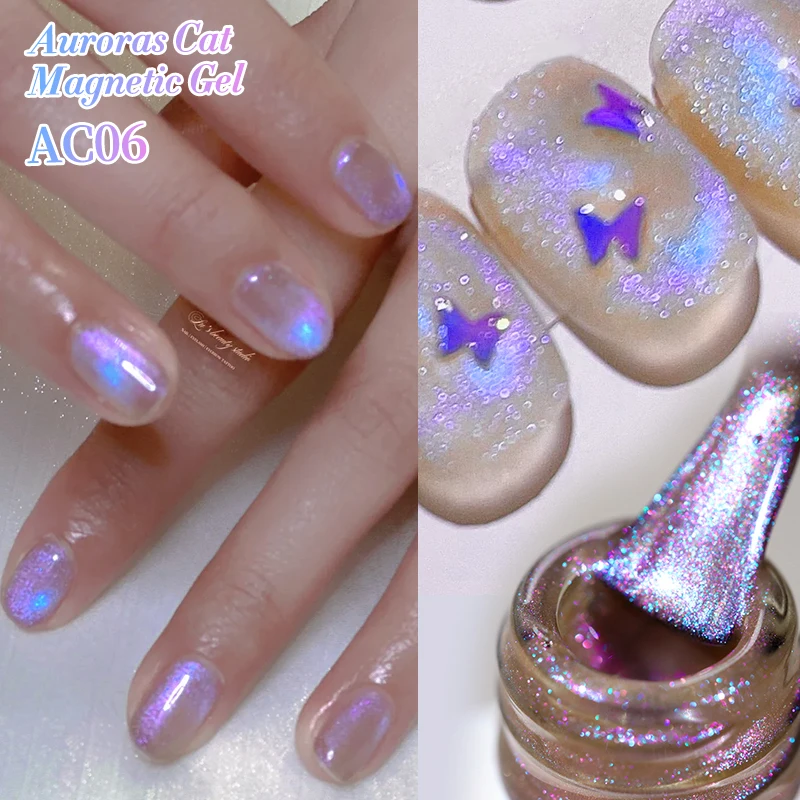 BORN PRETTY 10ml Purple Auroras Cat Magnetic Gel Nail Polish Reflective Sparkling Glitter Semi Permanent Soak Off LED UV Varnish