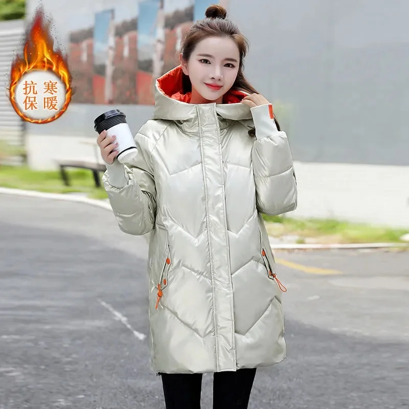 2023 New Women Winter Jacket Warm Long Parkas Female Thicken Hooded Loose Cotton Padded Jackets Snow Coats Waterproof Outwear