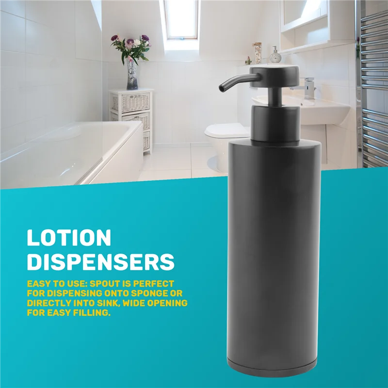 B92A Hand Soap Dispenser-Stainless Steel Dish Bath Countertop Lotion Dispensers,Black Liquid Wash Brushed Metal Soap Bottle