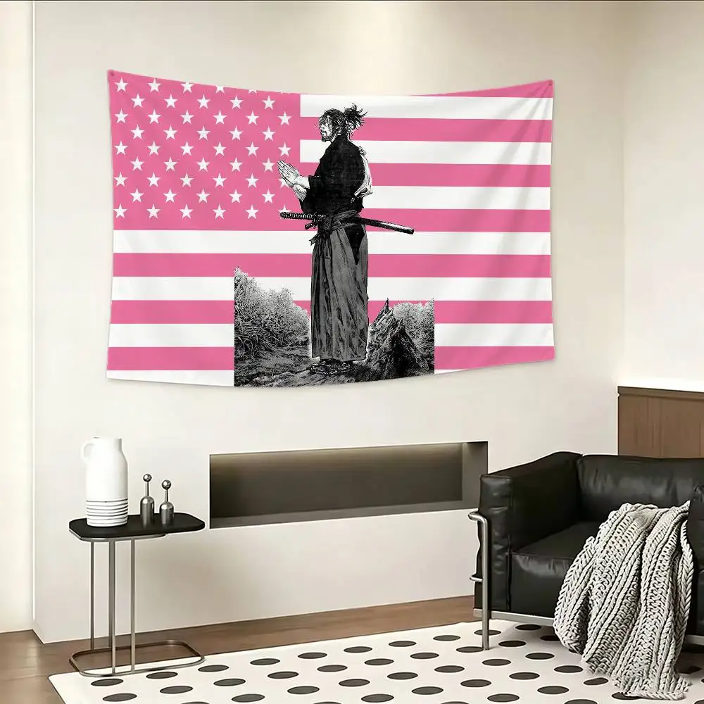 Vagabond M-Miyamoto Musashis Flags Wall Hanging Background Art Banner for Bedroom Home Outdoor Decor