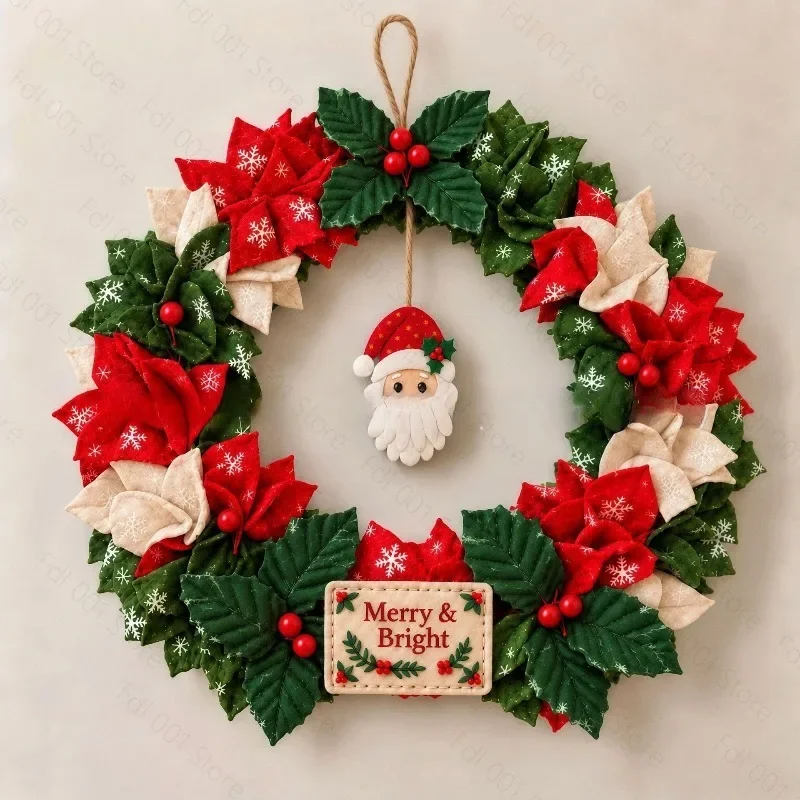 Fabric Poke Wreath DIY Handcraft Making Kit Creative Handmaking Supplies for Home Wall Art Decoration Holiday Handcraft Project