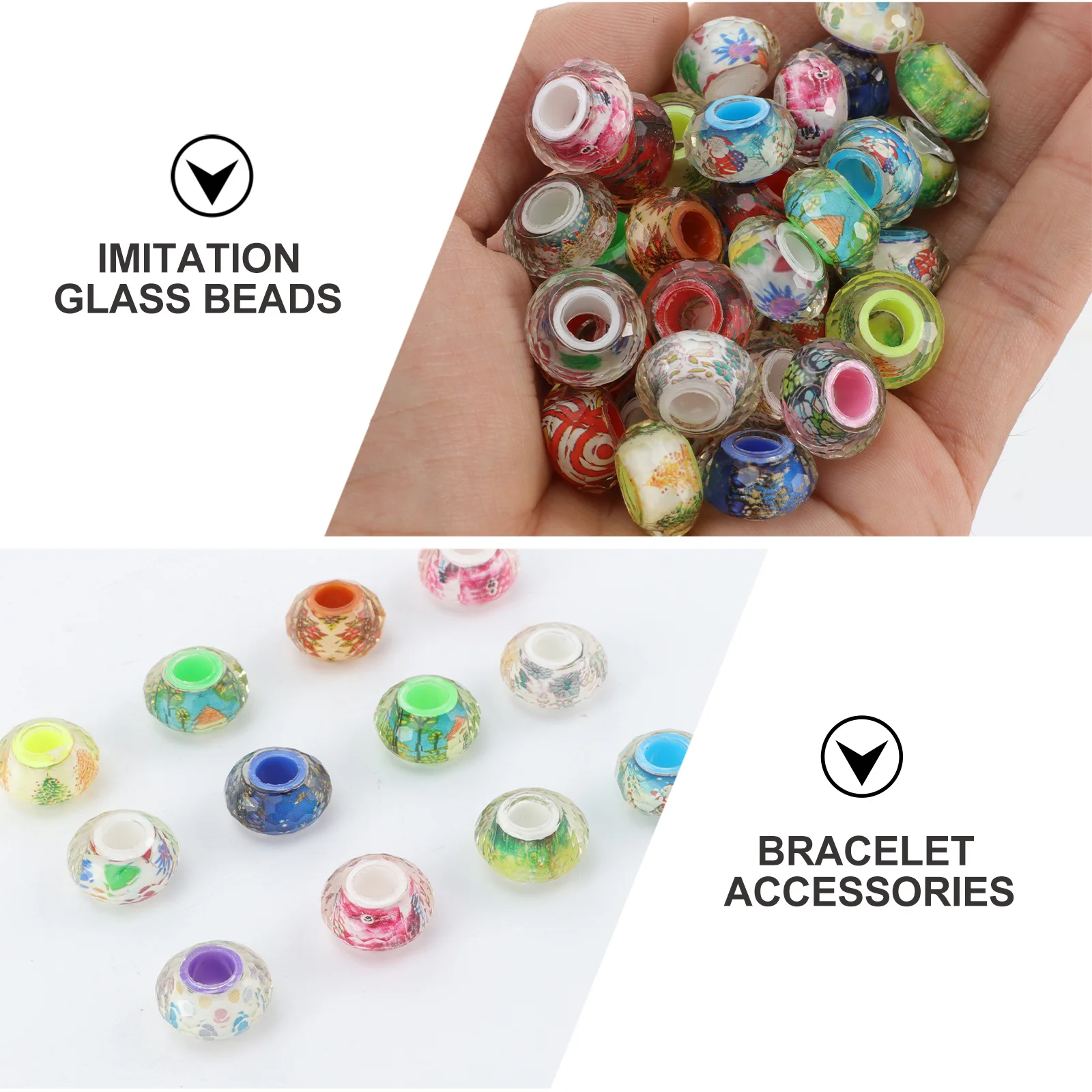 

100 шт., хрустальные бусины, объемные рождественские бусины-разделители с большим отверстием, аксессуары для браслетов «сделай сам», принадлежности для изготовления ювелирных изделий ручной работы