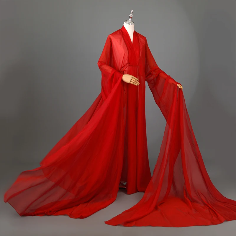 

Hanfu Chiffon Cloak Antique Big Swing Dress Hanfu Water Sleeves Extra Long Sleeve Coat Fairy Chinese Dance Performance Costume