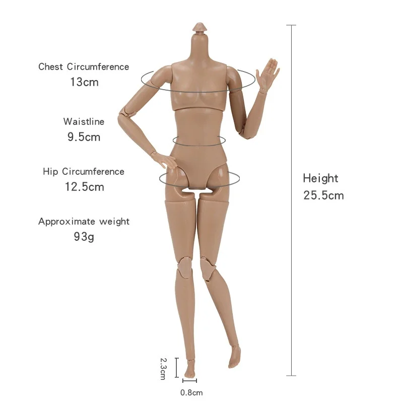 1/6 Scale Female Action Figure Body Multi-jointed Supermodel Movable Nude Body For Doll Customization Model Accessory