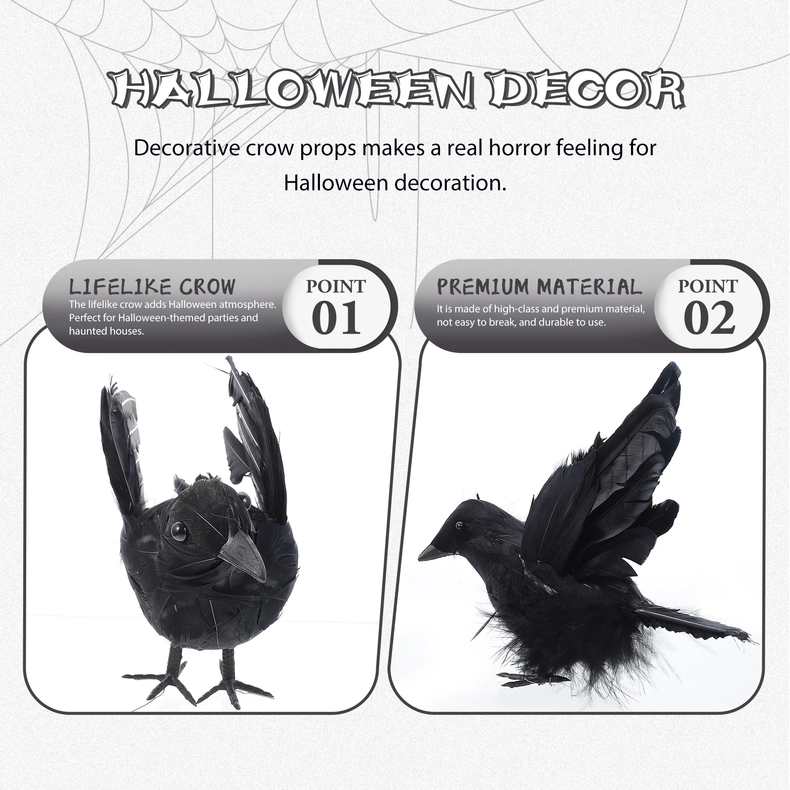 

6pcs Durable Plastic Artificial Crow Tabletop Decor Halloween Plastic Artificial Crow Decor Figures Garden Statue